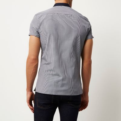 Navy gingham slim fit shirt